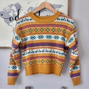 Forever 21 vguc crop sweater llama aztec design